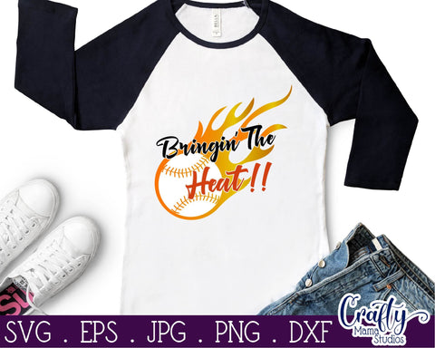 Bringin' the Heat Svg - Baseball svg - Baseball Flames Svg SVG Crafty Mama Studios 