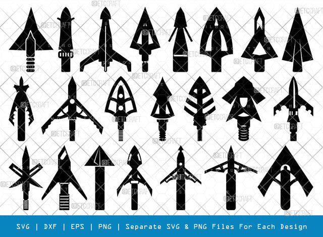 Broadhead Arrows SVG, Arrows Silhouette, Archery Svg, Bowhunting Svg, Hunter Arrow Svg, Crossbows Svg, Hunter Arrow Head Svg, Arrows Bundle SVG ETC Craft 