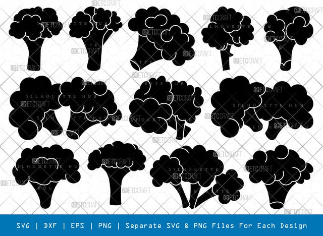 Broccoli Silhouette, Broccoli SVG, Food Items Svg, Vegetable Svg, Cauliflower Svg, Broccoli Bundle, SB00903 SVG ETC Craft 