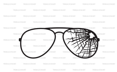 Broken Aviator Sunglasses SVG TribaliumArtSF 