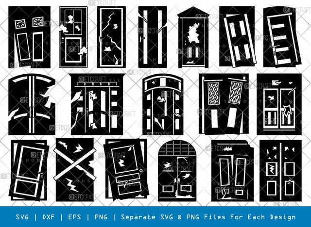 Broken Door Silhouette Silhouette Svg Cricut Cut Files Png Bundle, SB01048 SVG ETC Craft 