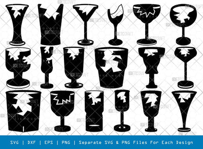 Broken Drink Glass Silhouette Svg Cricut Cut Files Png Bundle, SB01049 SVG ETC Craft 