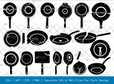 Broken Frying Pan Silhouette Svg Cricut Cut Files Png Bundle, SB01053 SVG ETC Craft 