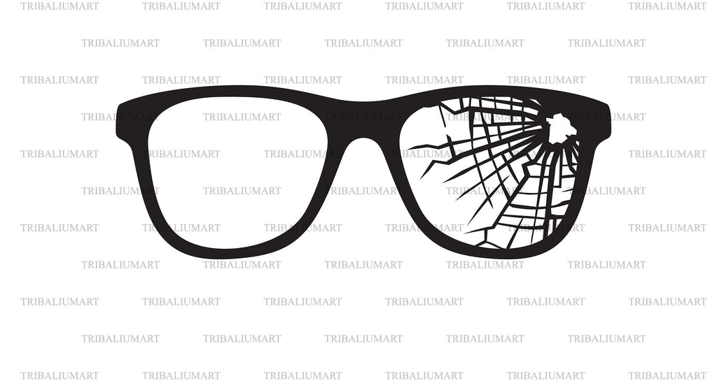 Broken Glasses. Cut files for Cricut. Clip Art (eps, svg, pdf, png, dxf ...