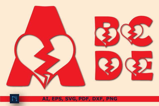 broken heart Alphabet SVG Bundle SVG MD JOYNAL ABDIN 