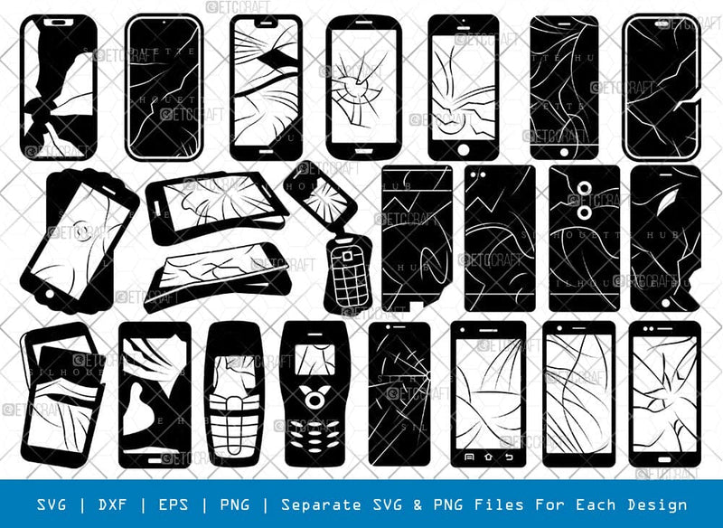 Broken Mobile Silhouette Svg Cricut Cut Files Png Bundle, SB01052 SVG ETC Craft 