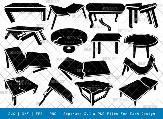 Broken Table Silhouette Svg Cricut Cut Files Png Bundle, SB01054 SVG ETC Craft 