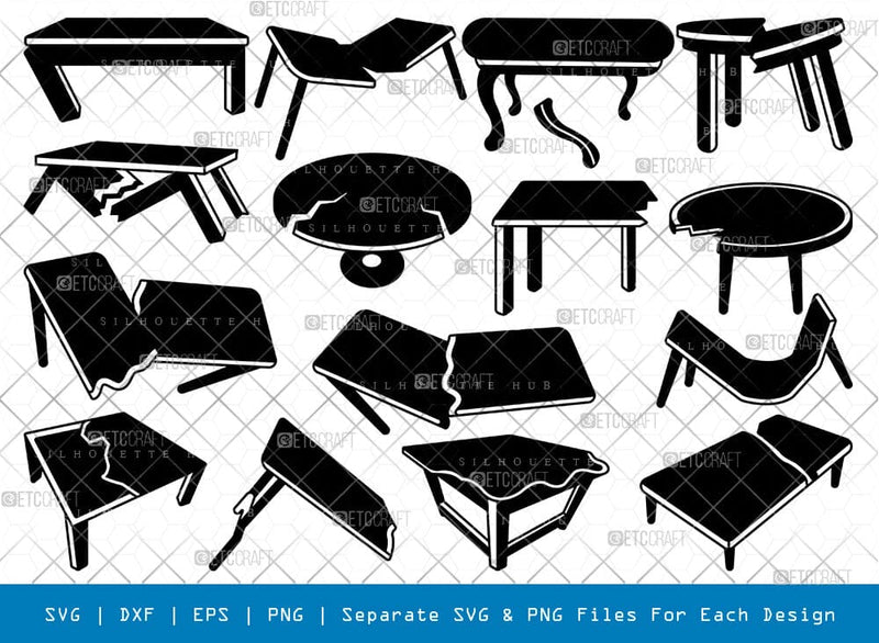 Broken Table Silhouette Svg Cricut Cut Files Png Bundle, SB01054 SVG ETC Craft 