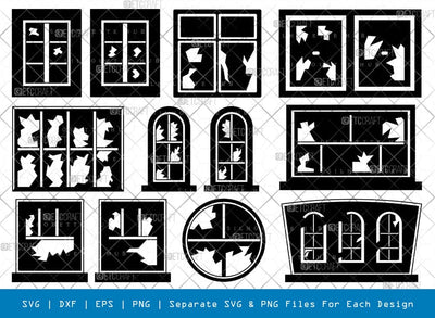 Broken Windows Silhouette Svg Cricut Cut Files Png Bundle, SB01055 SVG ETC Craft 
