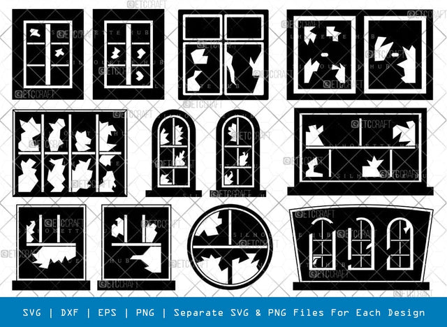 Broken Windows Silhouette Svg Cricut Cut Files Png Bundle, SB01055 SVG ETC Craft 