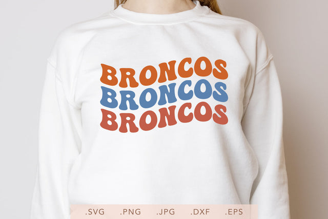 Broncos Groovy Vintage Wavy Design SVG DXF JPG PNG EPS | School Team Spirit | Team Shirt Sublimation SVG Nanda Bayu 