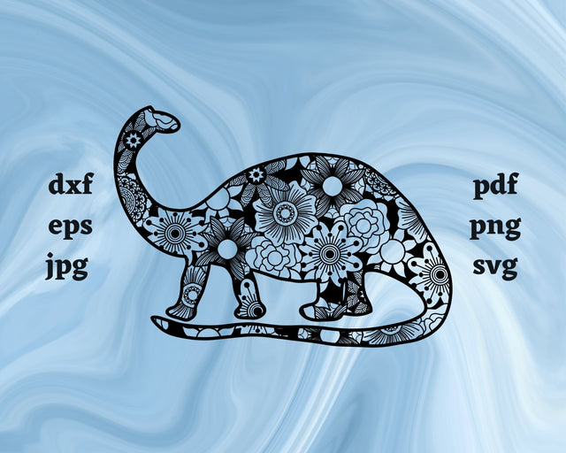 Brontosaurus Mandala SVG Cut File SVG Northern Light SVG 