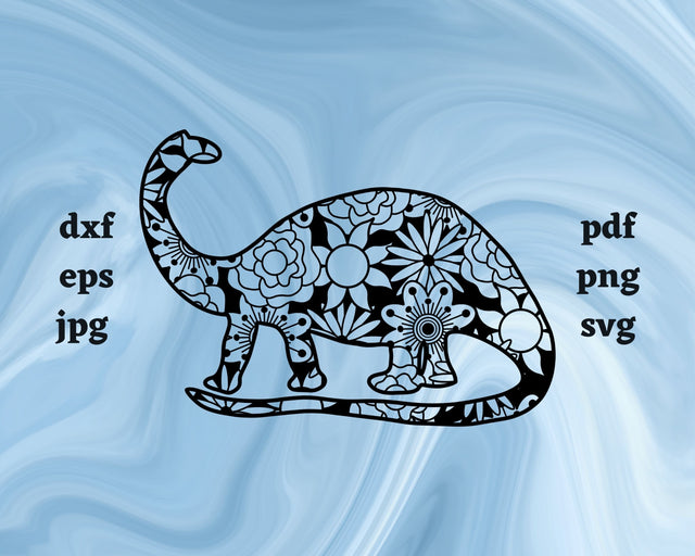 Brontosaurus Mandala SVG Cut File SVG Northern Light SVG 
