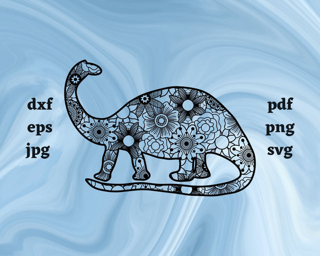 Brontosaurus Mandala SVG Cut File SVG Northern Light SVG 