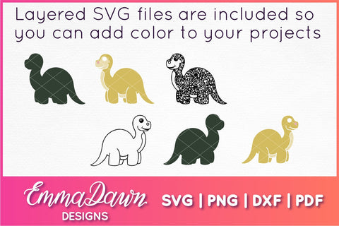 Brontosaurus SVG | Dinosaur SVG SVG Emma Dawn Designs 