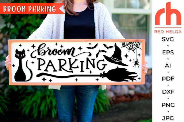 Broom Parking SVG - Halloween Porch Sign Cut File SVG RedHelgaArt 