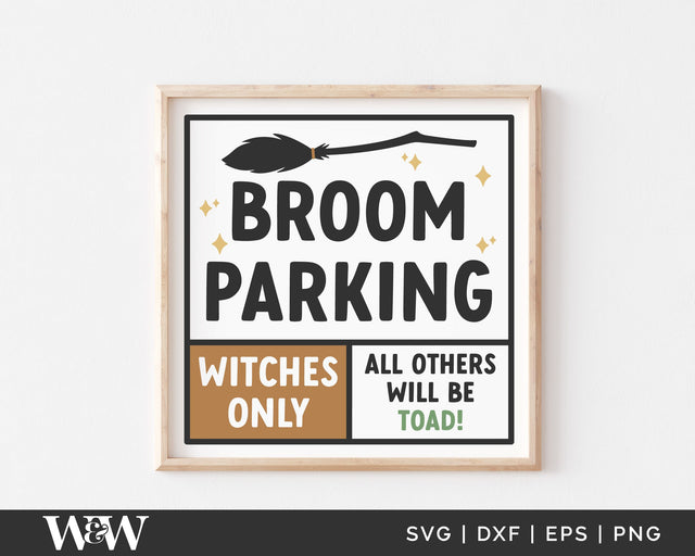 Broom Parking SVG | Halloween Sign SVG SVG Wood And Walt 