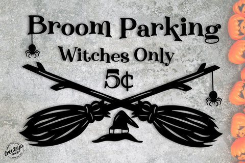 Broom Parking SVG, Witches broom, Halloween farmhouse sign SVG SVG Createya Design 