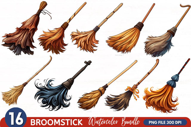 Broomstick Clipart Bundle Sublimation Regulrcrative 