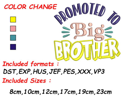 Brother Embroidery, Big Brother, Big Brother Gift, Big Bro, Big Brother To Be, New Sibling, Instant Download Embroidery/Applique DESIGNS SVG Digital Designer 