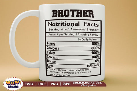 Brother nutrition facts svg, nutritional facts, nutrition chart, funny quotes svg SVG Wowsvgstudio 