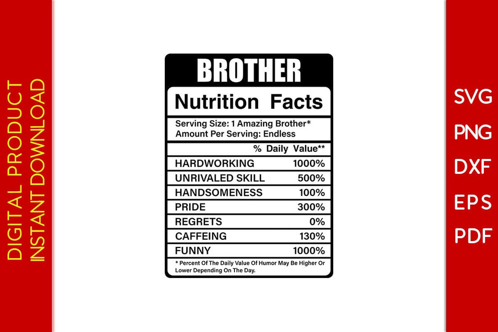 Brother Nutrition Facts SVG PNG PDF Cut File - So Fontsy