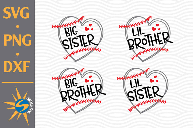 Brother, Sister Heart Baseball SVG, PNG, DXF Digital Files Include SVG SVGStoreShop 