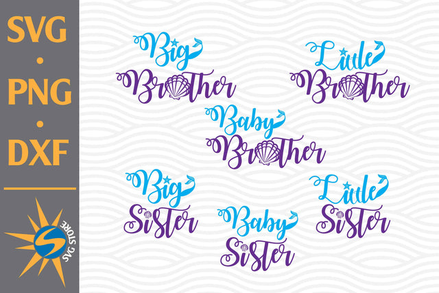 Brother, Sister Mermaid SVG, PNG, DXF Digital Files Include SVG SVGStoreShop 