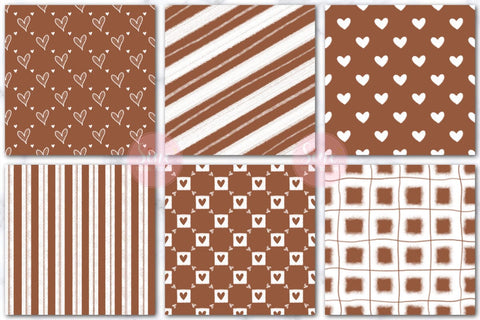 Brown and White Valentines Digital Papers Backgrounds Set Digital Pattern SineDigitalDesign 