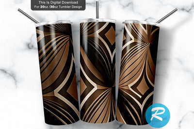 Brown Modern Geometric 20 oz / 30 oz Tumbler PNG Sublimation Regulrcrative 