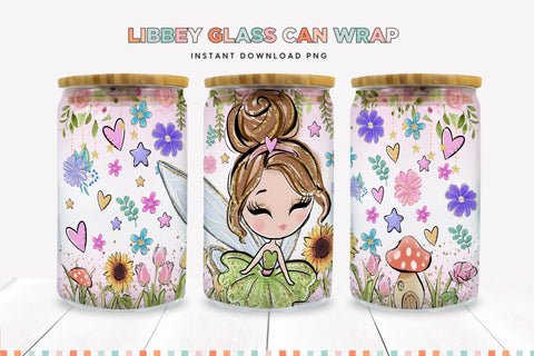 Brunette Fairy Libbey Can Sublimation Wrap Sublimation BijouBay 