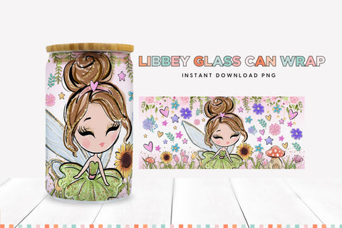 Brunette Fairy Libbey Can Sublimation Wrap Sublimation BijouBay 