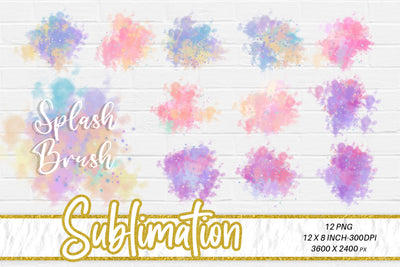 Brush splash sublimation background, bundle splash clipart, splash png, splash background Sublimation artnoy 