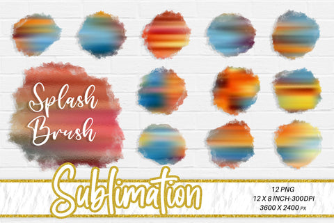 Brush splash sublimation background, bundle splash clipart, splash png, splash brush Sublimation artnoy 