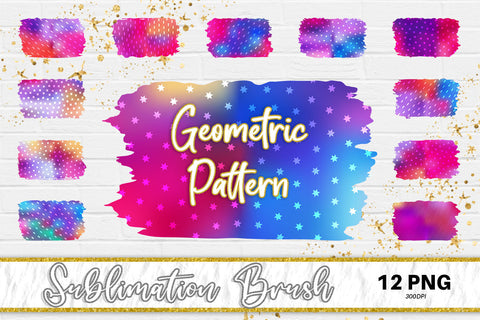 Brush splash sublimation background, splash bundle clipart, splash png, geometric pattern, gradient pink Sublimation artnoy 