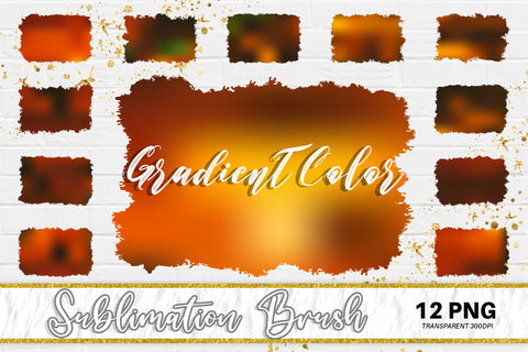 Brush splash sublimation background, splash bundle clipart, splash png, gradient dark orange color Sublimation artnoy 