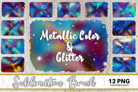Brush splash sublimation background, splash bundle clipart, splash png, Gradient metallic blue color and glitter Sublimation artnoy 