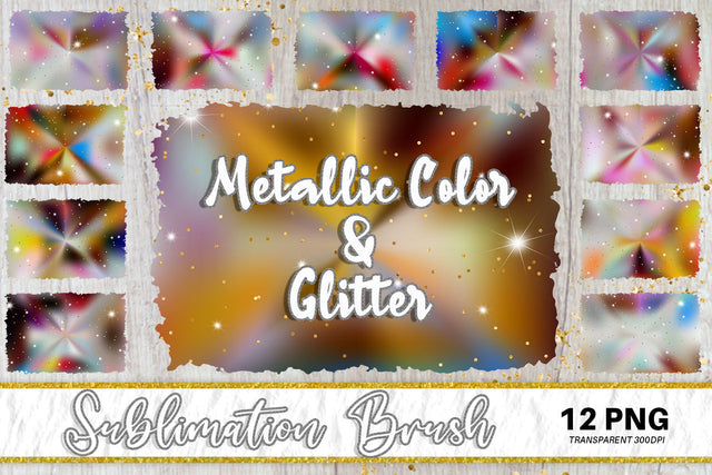 Brush splash sublimation background, splash bundle clipart, splash png, Gradient metallic iridescent and glitter Sublimation artnoy 