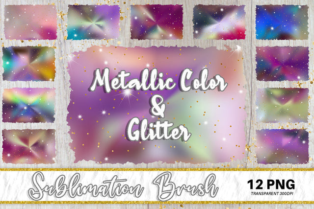 Brush splash sublimation background, splash bundle clipart, splash png, Gradient metallic iridescent and glitter Sublimation artnoy 
