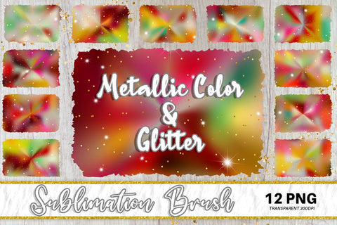 Brush splash sublimation background, splash bundle clipart, splash png, Gradient metallic iridescent color and glitter Sublimation artnoy 