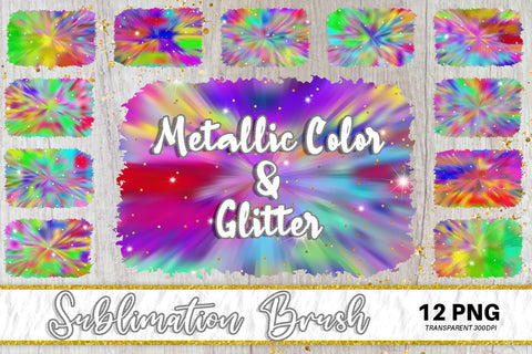 Brush splash sublimation background, splash bundle clipart, splash png, Gradient metallic rainbow color and sparkle Sublimation artnoy 