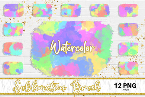 Brush splash sublimation background, splash bundle clipart, splash png, irisdescent watercolor Sublimation artnoy 