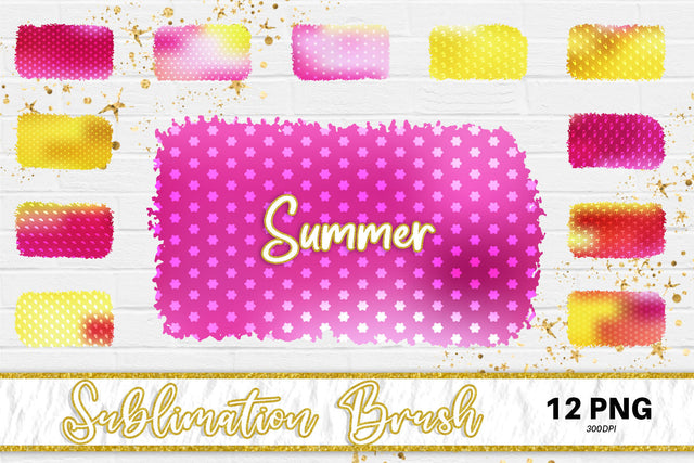 Brush splash sublimation background, splash bundle clipart, splash png, summer pattern, gradient yellow pink Sublimation artnoy 