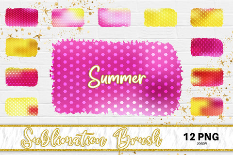 Brush splash sublimation background, splash bundle clipart, splash png, summer pattern, gradient yellow pink Sublimation artnoy 