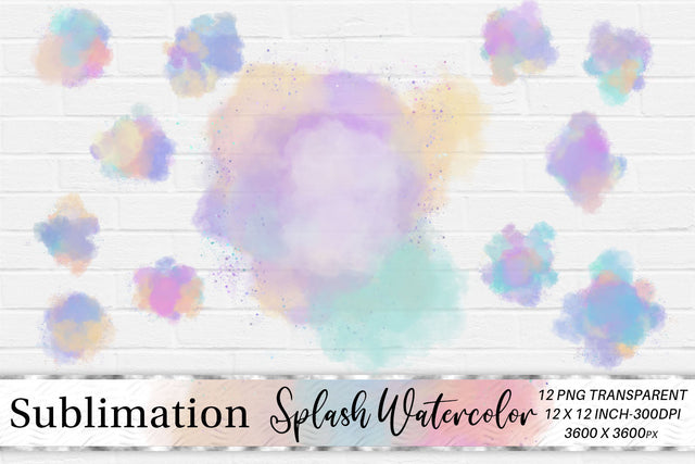 Brush splash sublimation background, splash bundle clipart, splash png, watercolor Sublimation artnoy 