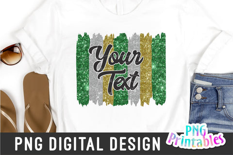 Brush Strokes Background png - Paint Strokes png - Print File - Glitter Sublimation - Green , Silver and Gold - Sports png - Digital File Sublimation Svg Cuttables 