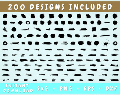 Brush Strokes SVG Bundle - 200 Designs SVG HappyDesignStudio 