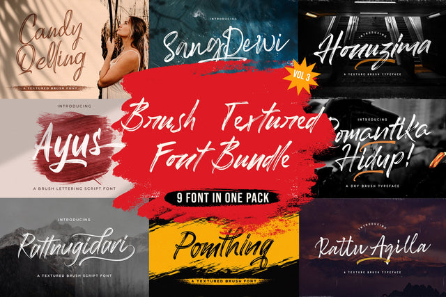 Brush Textured Font Bundle Vol. 3 Font StringLabs 