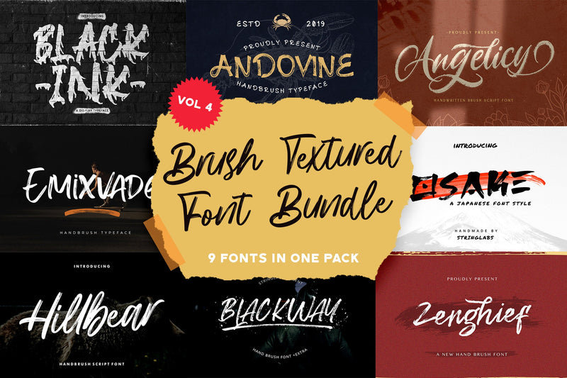 Brush Textured Font Bundle Vol. 4 Font StringLabs 