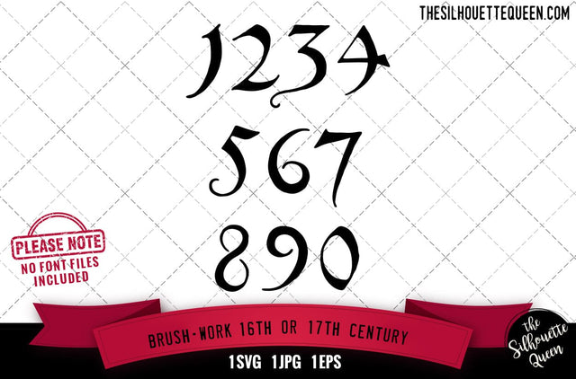 Brush-Work 16th Or 17th Century numerals SVG Loveleen Kaur 
